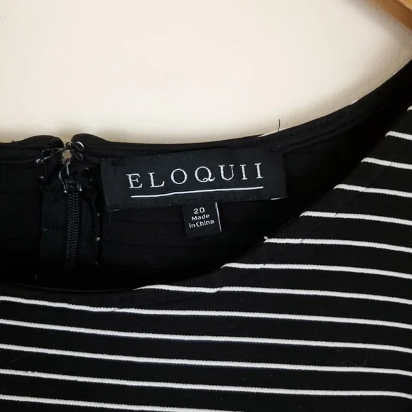Eloquii Fit and Flare Black & White Stripe Dress - Picture 2 of 6